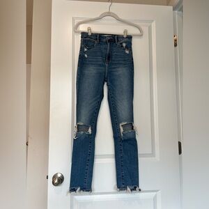 Abercrombie Super Skinny Ankle High Rise Distressed Blue Jeans 26 2